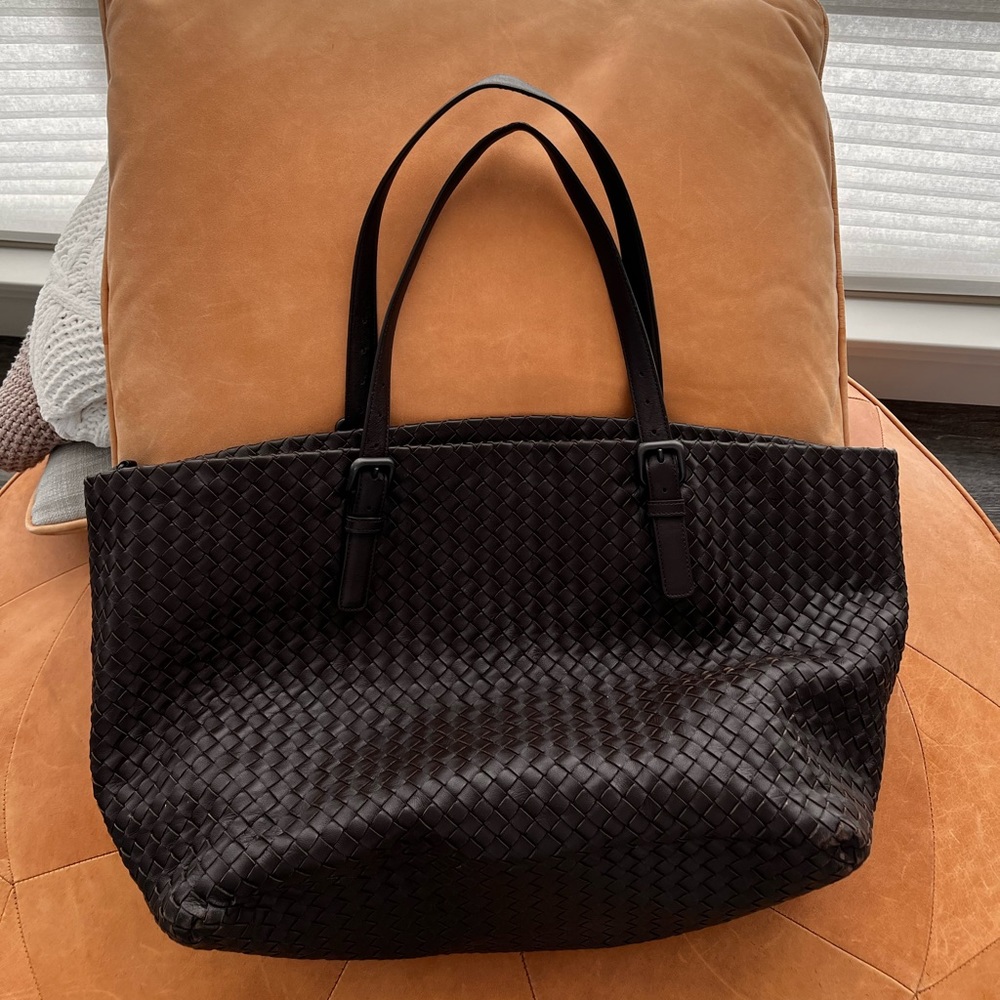 Large Bottega Veneta Intrecciato Woven Leather Tote